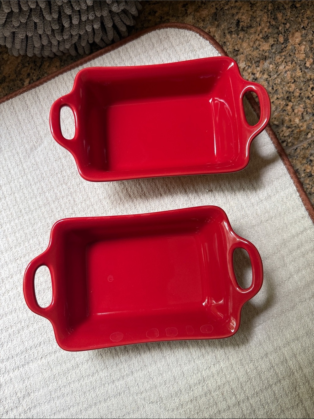 Rachael Ray Bright Red Ceramic Rectangular Baking Dishes with Handles - Set of 2